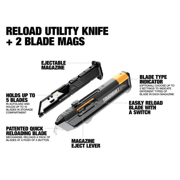 ToughBuilt Reload Utility Knife With 2x Magazines