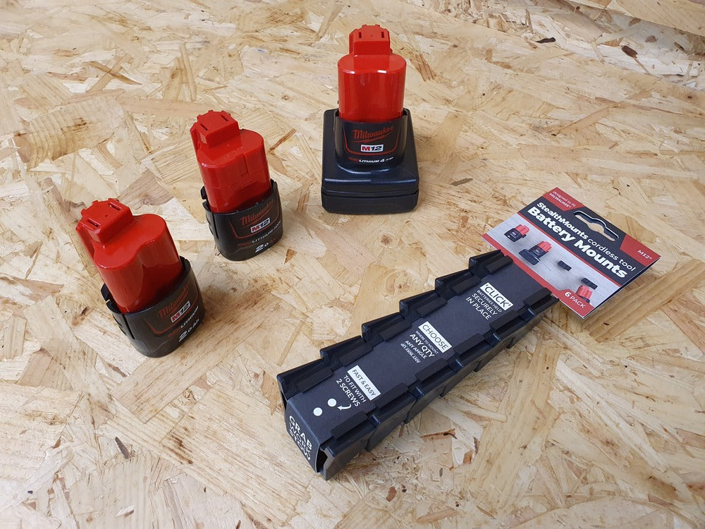 StealthMounts Battery Mounts for Milwaukee M12 (6 Pack)