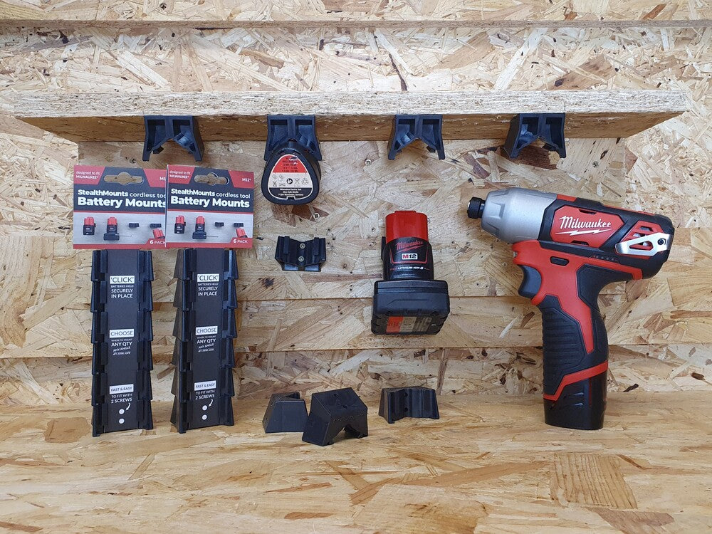 StealthMounts Battery Mounts for Milwaukee M12 (6 Pack)