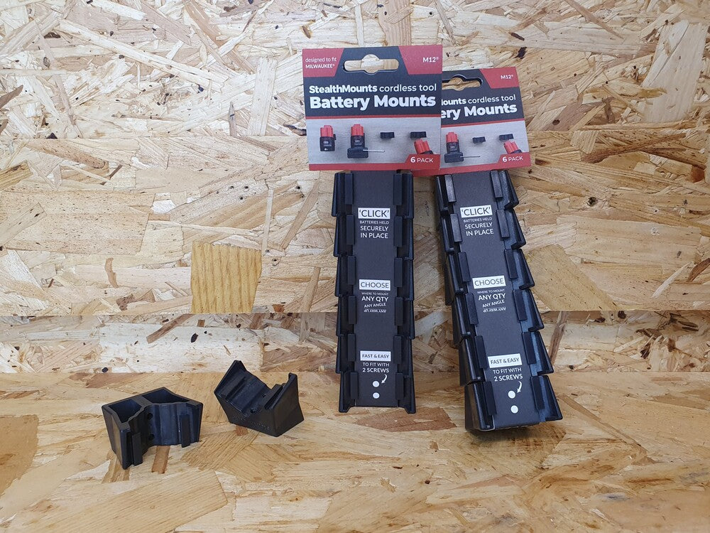 StealthMounts Battery Mounts for Milwaukee M12 (6 Pack)