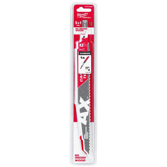 Milwaukee 230mm x 5tpi Wood with Nails AX™ Carbide Teeth Demolition Sawzall Blades (6 Pack-