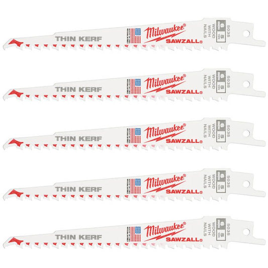 Milwaukee 150mm Wood With Nails THIN KERF Demolition Blades (S611DF) - Pack of 5