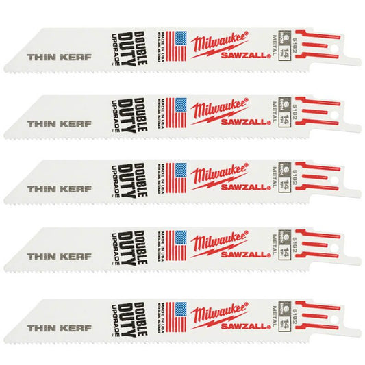 Milwaukee Sawzall Metal Thin Kerf Blade 150mm x 14 TPI (5 Pack)