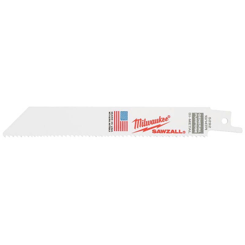 Milwaukee 150mm x 10/14tpi Wood / Metal / Plastic Universal Sawzall Blades (5 Pack)