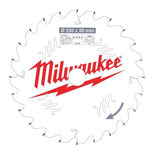 Milwaukee 235mm x 30mm x 24T Circular Saw Blade with Anti-Friction Coating