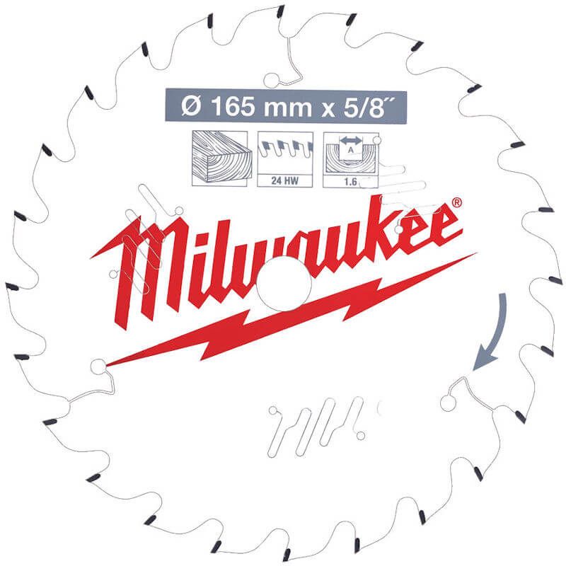 Milwaukee 165mm x 5/8" 24T Thin Kerf Wood Saw Blade