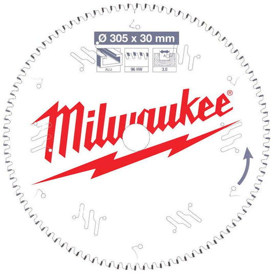 Milwaukee 305mm x 30mm x 96T Circular Saw Blade with Anti-Friction Coating