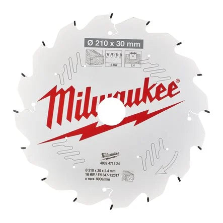 Milwaukee 210mm x 30mm x 16T Circular Saw Blade with Anti-Friction Coating