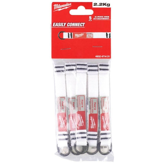 Milwaukee 2.25kg D-Ring Tool Lanyard Web Attachment (5 Pack)