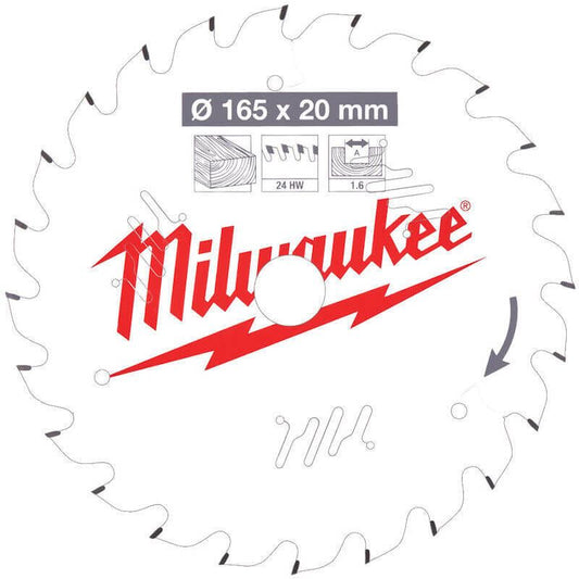 Milwaukee 165x20mm 24t Circular Saw Blade
