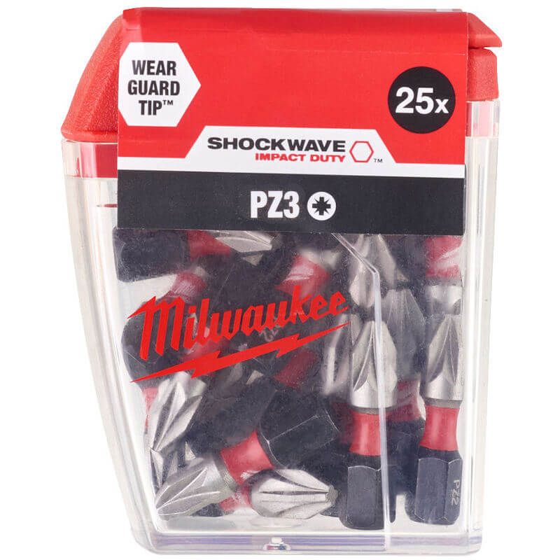 Milwaukee 25 Piece ShockWave Impact Duty PZ3 x 25mm Screwdriving Bit Set