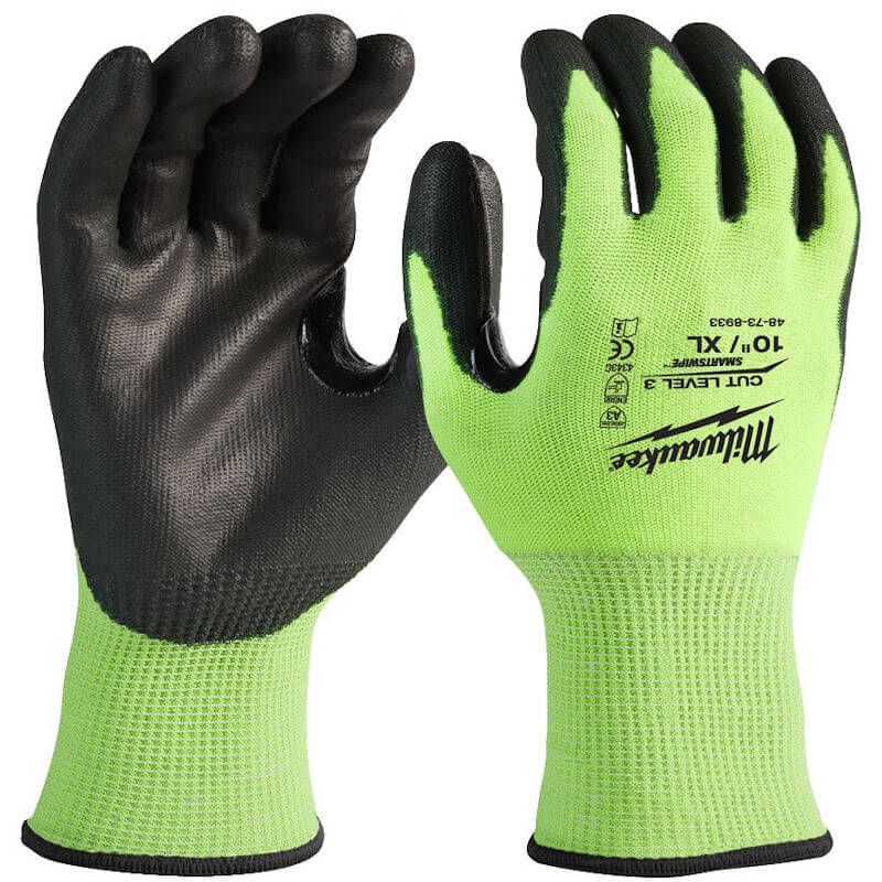 Milwaukee High Visibility Cut Level 3/C Dipped Gloves - Size 8 (M)