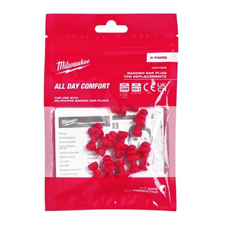 Milwaukee 5 Pair Silicone Replacement Ear Plug Pack