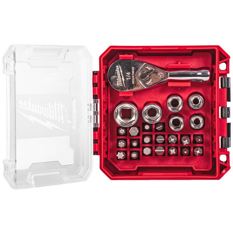 Milwaukee 25pc 1/4" Drive Compact Ratchet Set in Packout Compatible Box