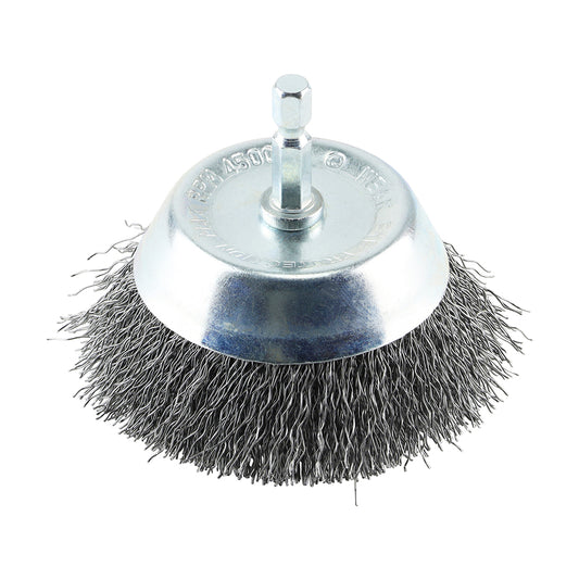 TIMCO Drill Cup Brush - 75mm Crimped Steel Wire