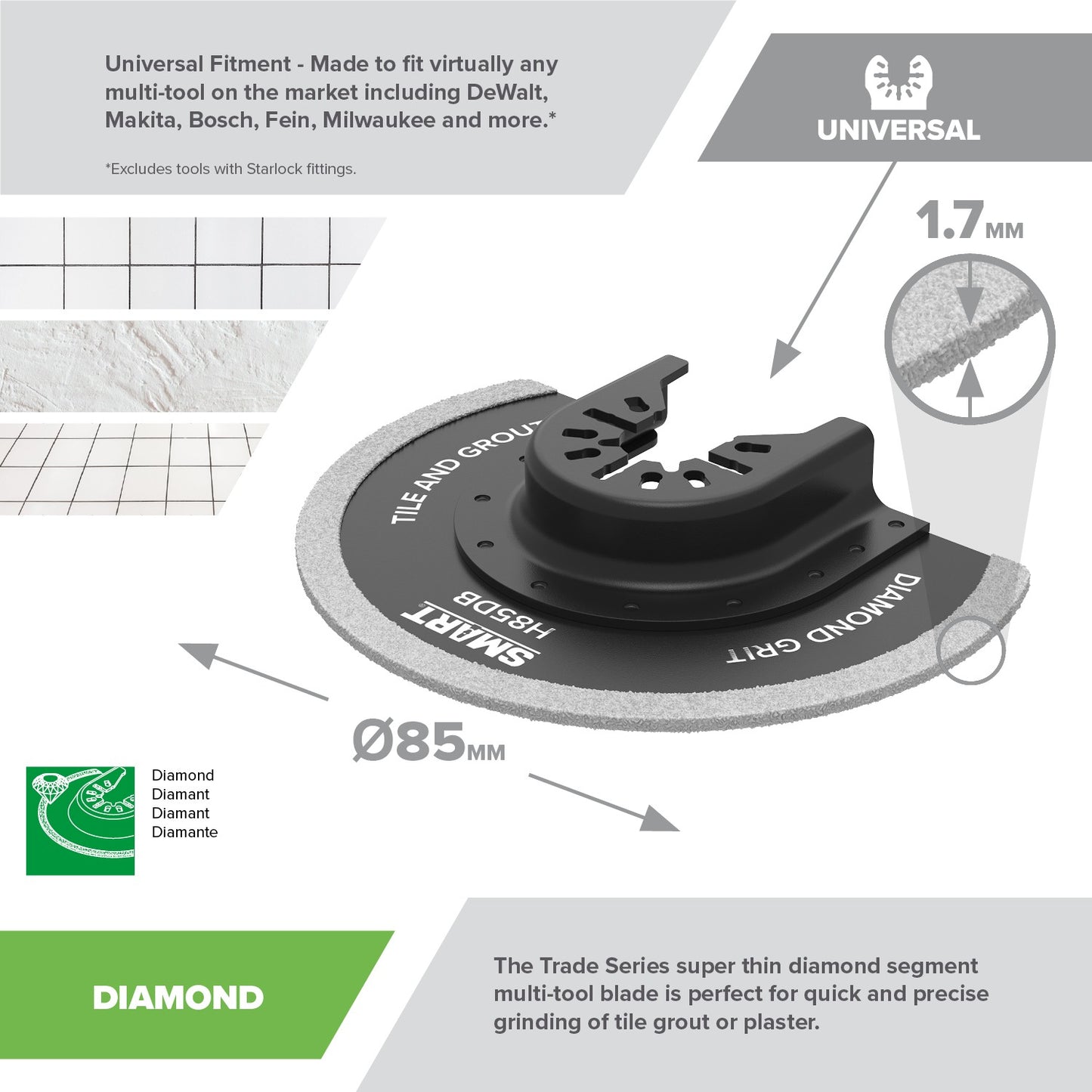 SMART Trade Series 85mm Super Thin Diamond Multi Tool Blade