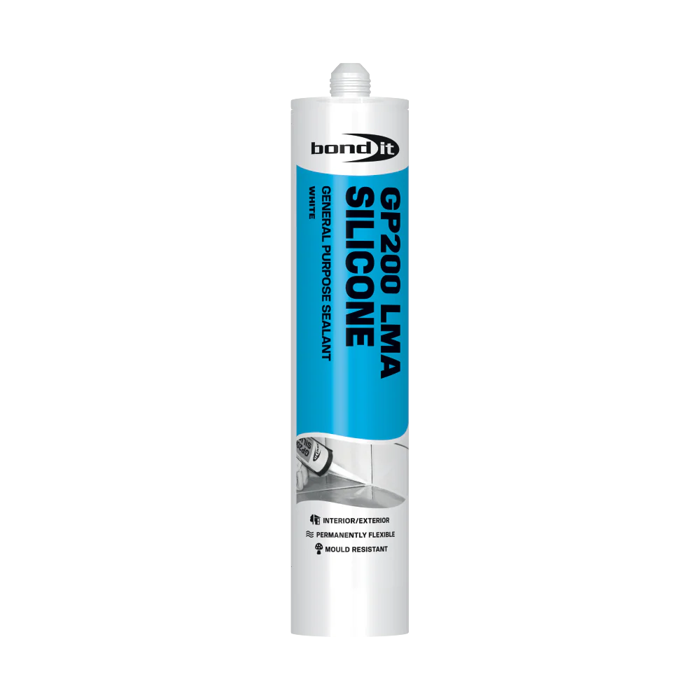 Bond It Clear GP200 Contractors Grade LMA White Silicone Sealant High Modulus Kitchen Bathroom