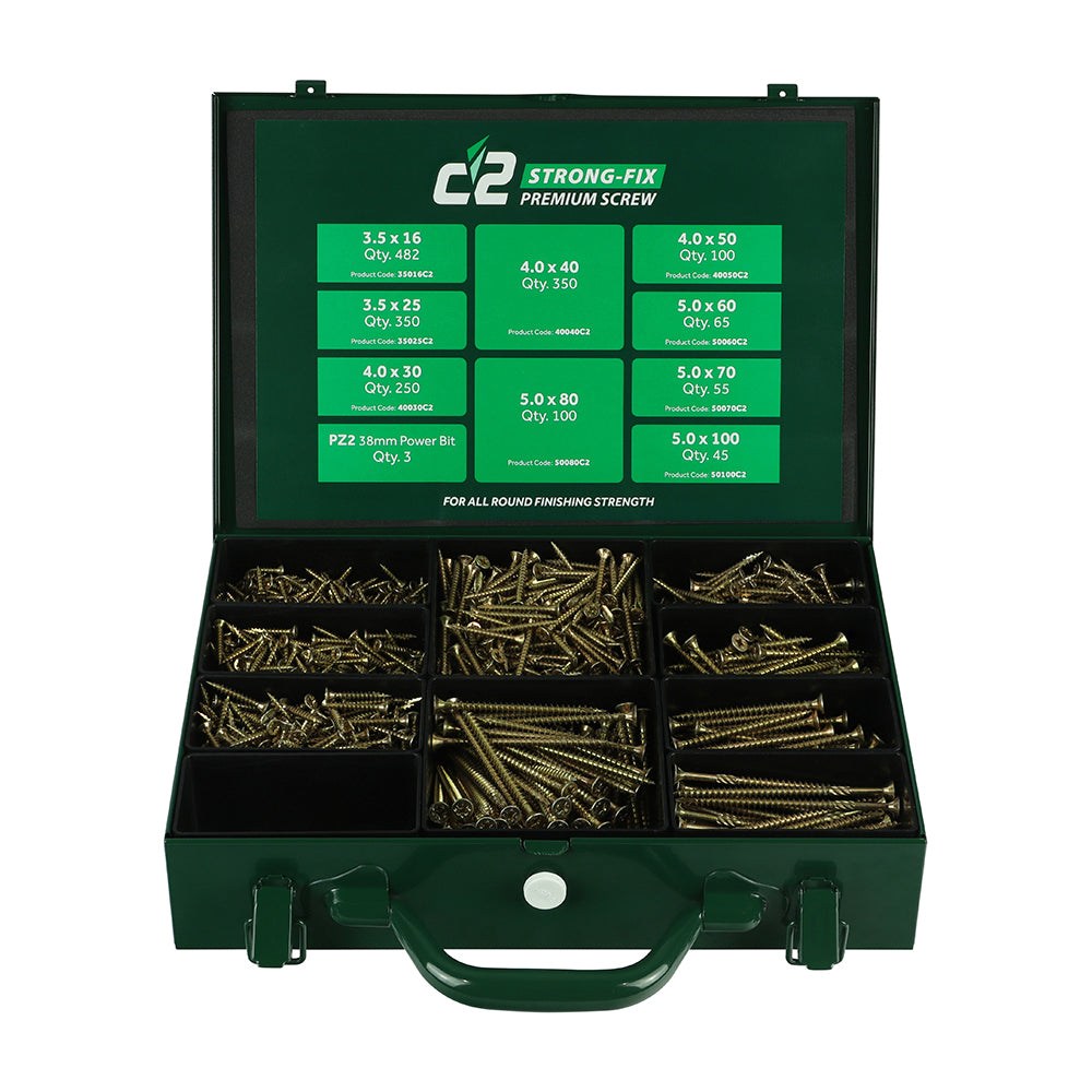 Timco C2 Strong-Fix PZ Double-Countersunk Multipurpose Premium Screw Trade Case (1800 Pieces)