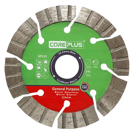 CorePlus General-Purpose Hybrid Turbo Diamond Blade 115mm 3PK
