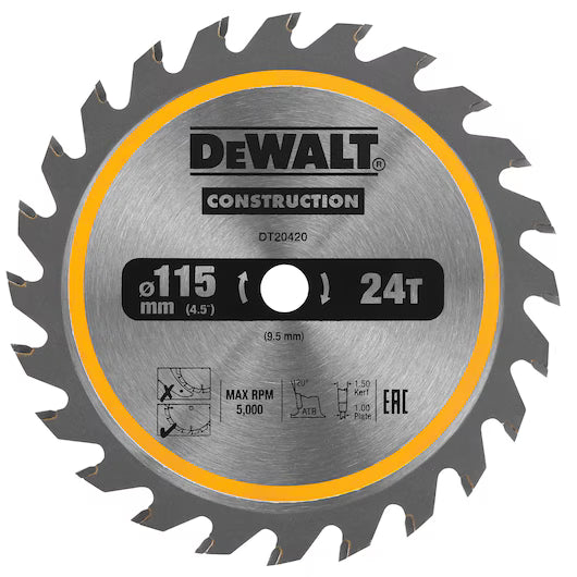 DeWalt Construction Circular Saw Blade Cordless - Framing 115mm 24T