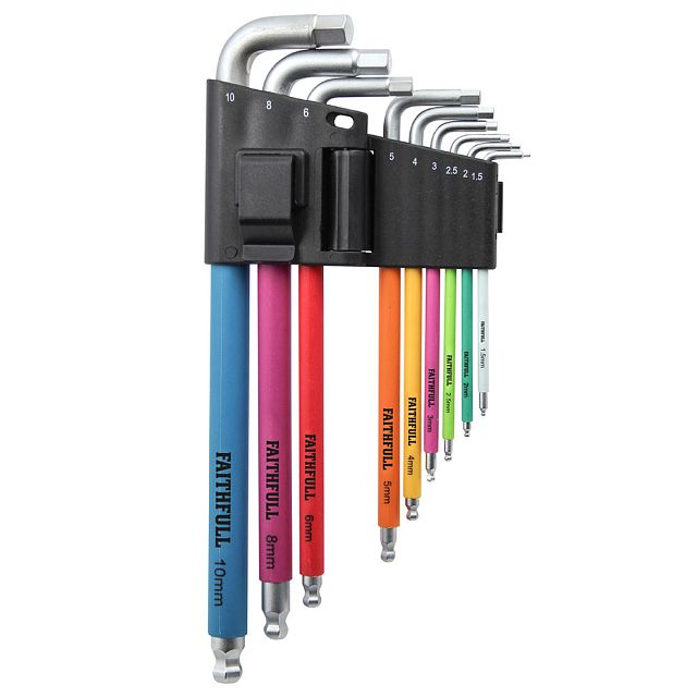 Faithfull 9 Piece Hex Key Set Metric Multicoloured