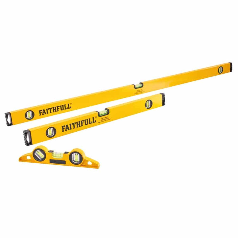 Faithfull 3 Piece Level Set (240mm, 600mm 1200mm)