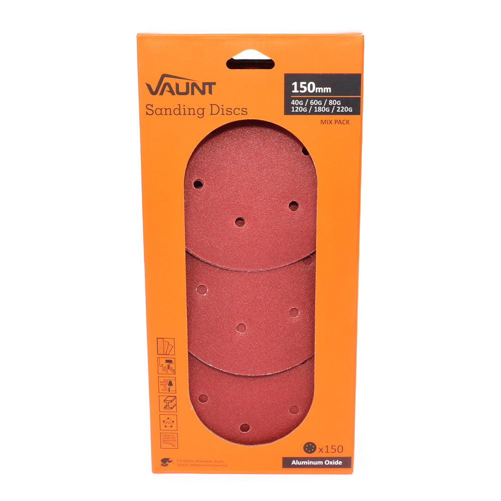 Vaunt 150 Piece 150mm Multi-Grit Sanding Discs Bulk Pack