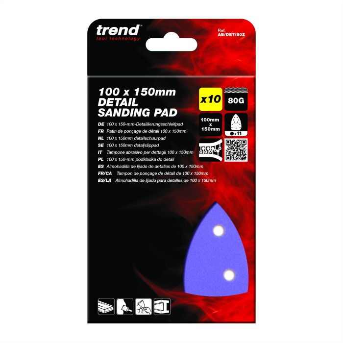 Trend 100 x 150mm 11-Hole 80G Detail Sanding Pad (10 Pack)
