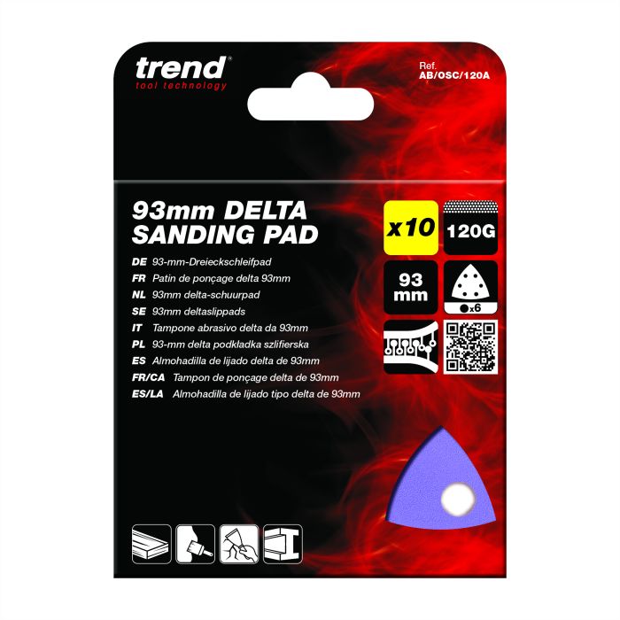 Trend Delta Oscillating Sander Pads 93mm x 93mm Aluminium Oxide (10 Pack)