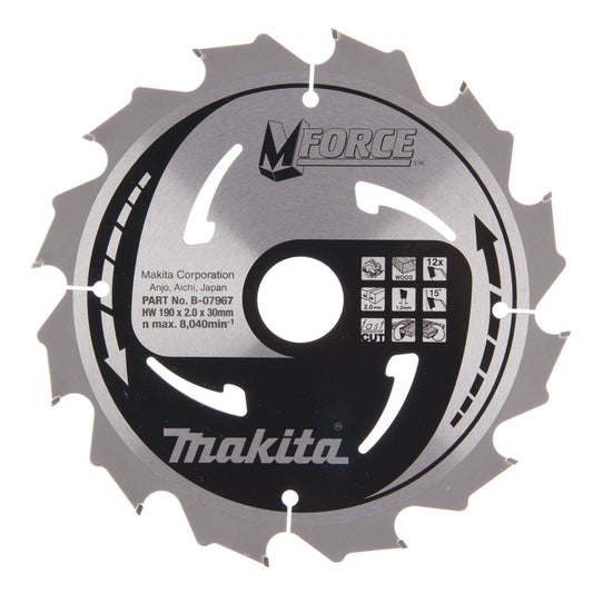 Makita MForce Circular Saw Blade 190mm x 30mm 12T