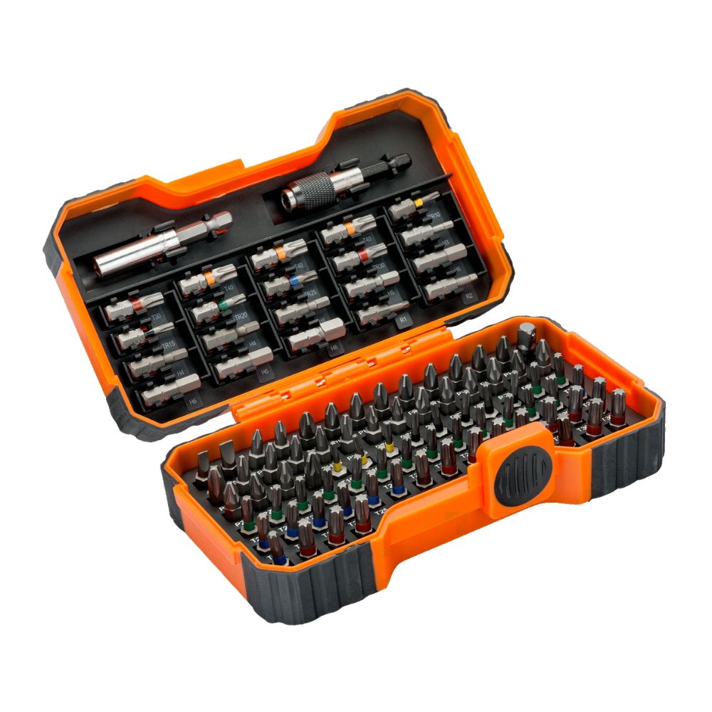 Bahco 1/4" Bit Set for Slotted/Phillips/Pozidriv/Hex/ TORX®/TORX® Tamper/Robertson Screw - 100 Pcs 59/S100BC