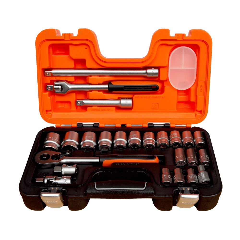 Bahco 1/2" Square Drive Socket Set with Metric Hex Profile and Ratchet S240