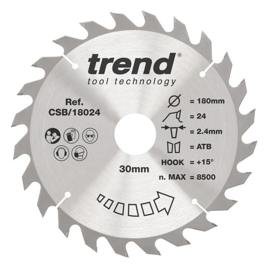 Trend CSB/18024 Wood Circular Saw Blade 180mm x 30mm x 24T