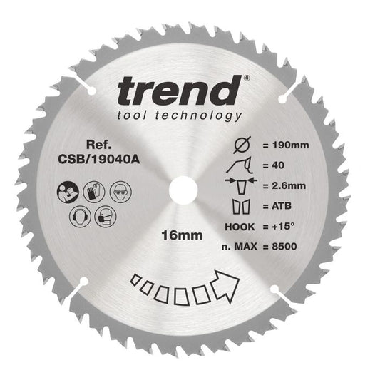 Trend Craft Circular Saw Blade 190 x 40T x 30mm CSB/19040