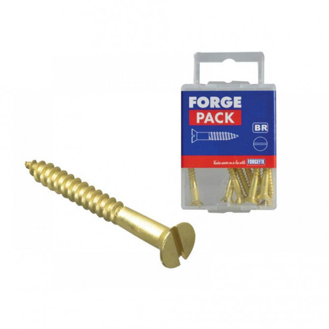 ForgeFix Wood Screw Slotted CSK Brass 5/8in x 4 Forge Pack of 50