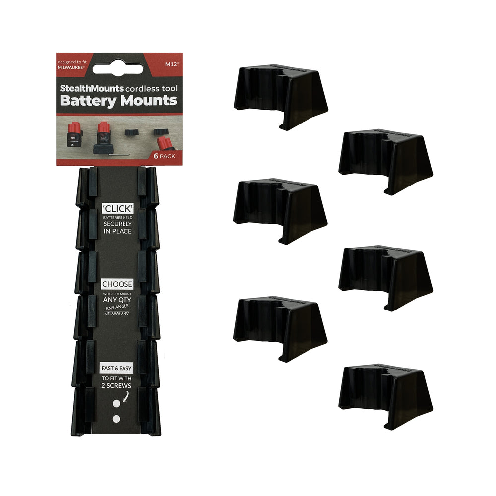StealthMounts Battery Mounts for Milwaukee M12 (6 Pack)