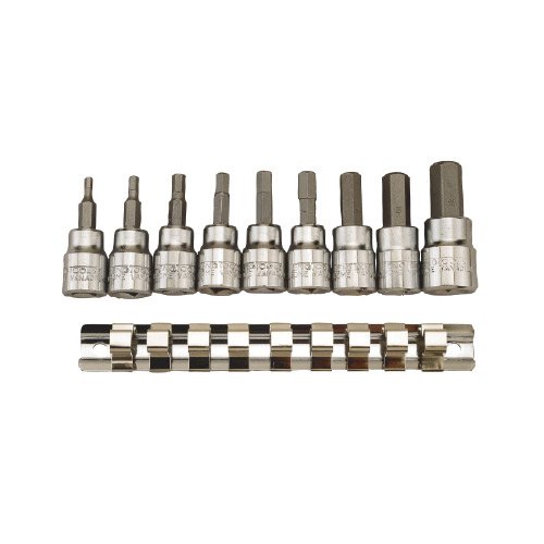 Teng Tools 3/8" Hex Bit Socket Clip Rail Set 9 Pieces