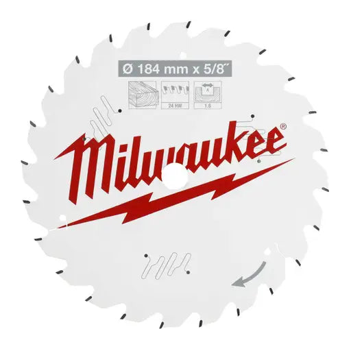 Milwaukee 184mm x 15.87mm x 24T Circular Saw Blade with Anti-Friction Coating
