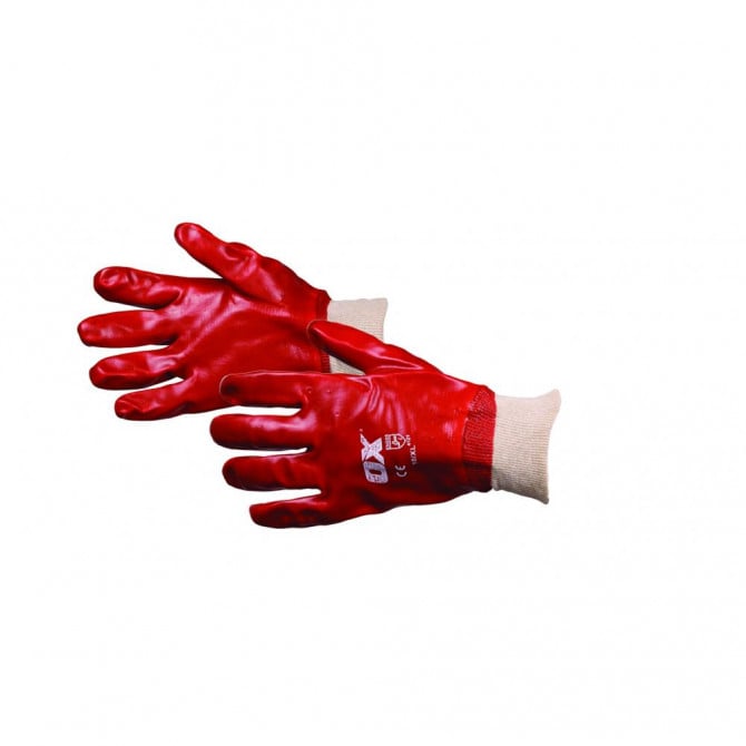 Ox Tools Red PVC Knit Wrist Gloves - Size 9 (L) EA