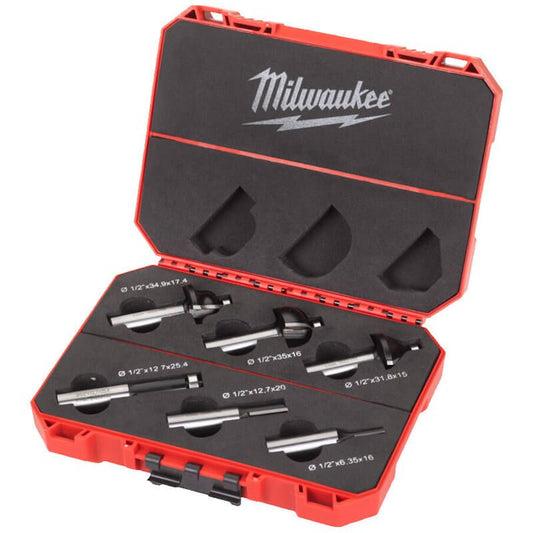 Milwaukee 1/2" Shank 12.7mm 6 Piece Router Bit Set