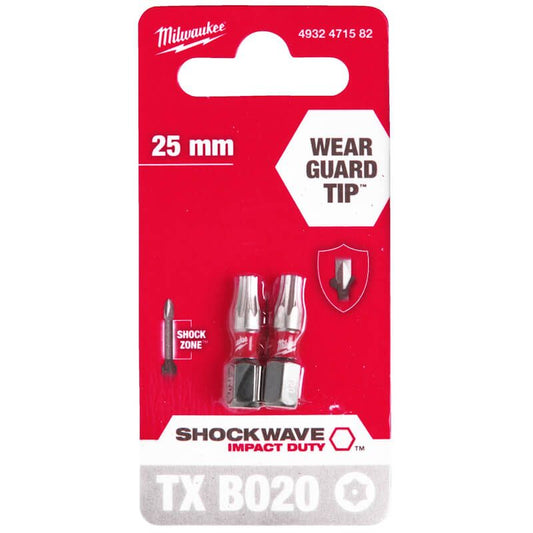 Milwaukee ShockWave Impact Duty TX BO20 x 25mm Screwdriving Bits