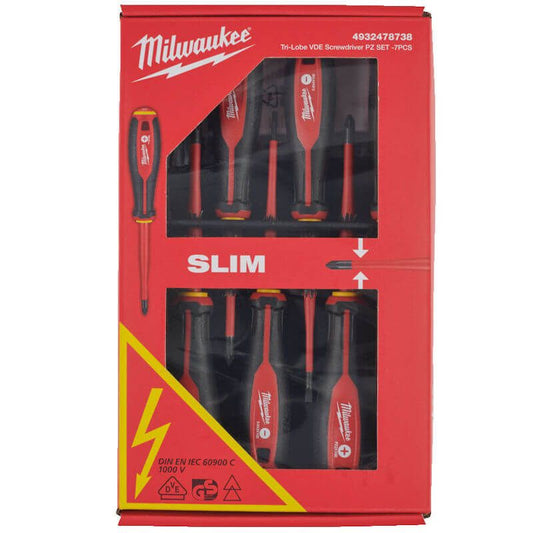 Milwaukee 7 Piece Tri-Lobe VDE Slim Screwdriver PZ Set