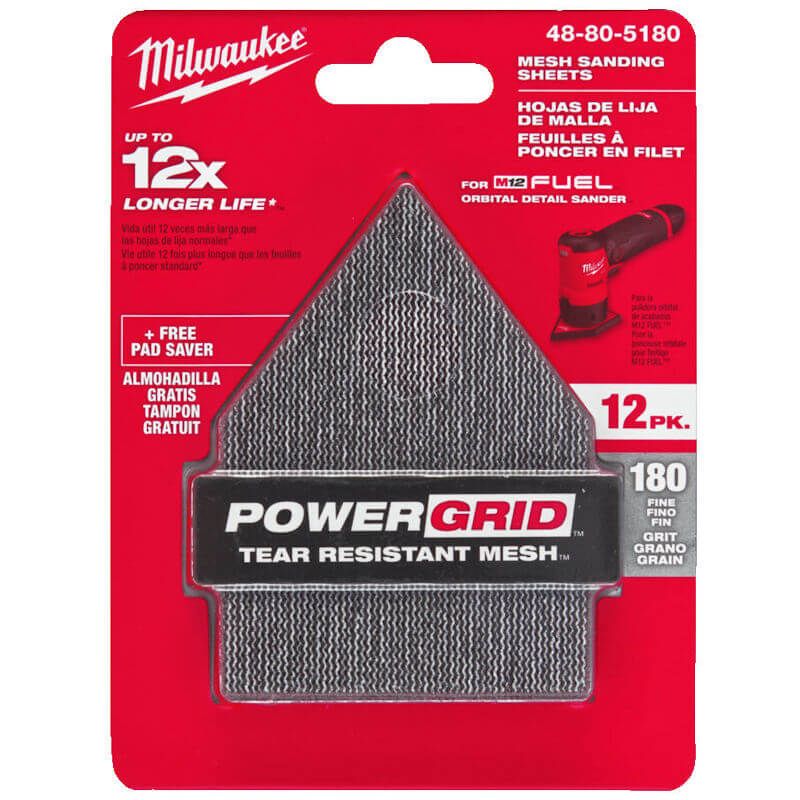 Milwaukee 67 x 92mm G180 Mesh Sanding Sheets for M12 FDSS - Pack of 13