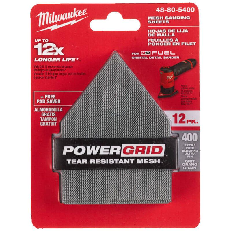 Milwaukee 400 Grit 67mm x 92mm Mesh Sanding Sheets & Pad Saver
