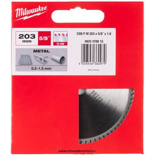 Milwaukee 203mm x 5/8" x 70T Metal Circular Saw Blade