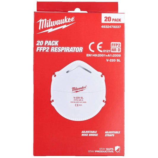 Milwaukee FFP2 Respirator with Valve - Pack of 10
