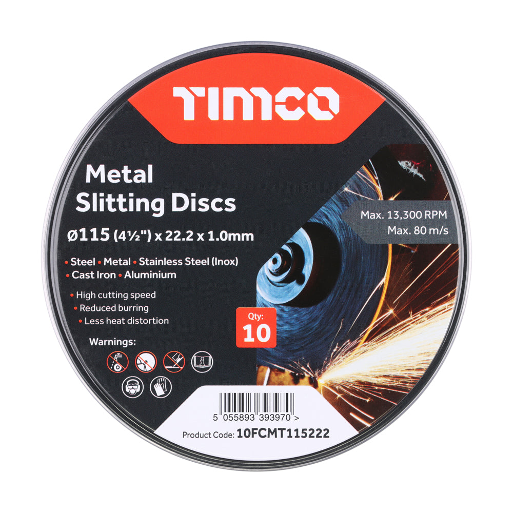 TIMCO Bonded Abrasive Disc 115mm x 22.2mm x 1.0mm (10 Pack)