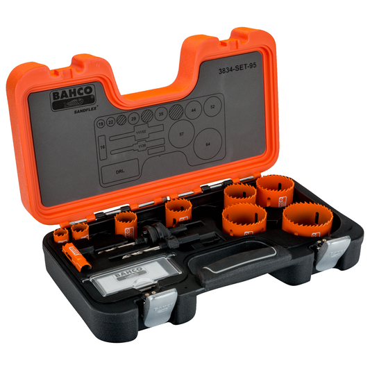 Bahco Sandflex® Bi-Metal Holesaw Set for Metal/Wood Boards 16 mm-64 mm - 12 Pcs