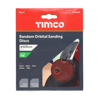 TIMCO Random Orbital Sanding Discs - 60 Grit - Red 125mm