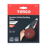 TIMCO Random Orbital Sanding Discs - 120 Grit - Red 125mm